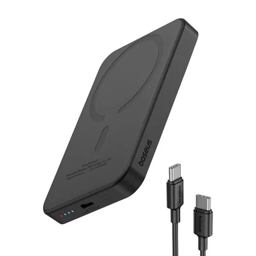 Baseus mágneses mini powerbank, 5000 mAh, USB-C, 20 W (fekete)