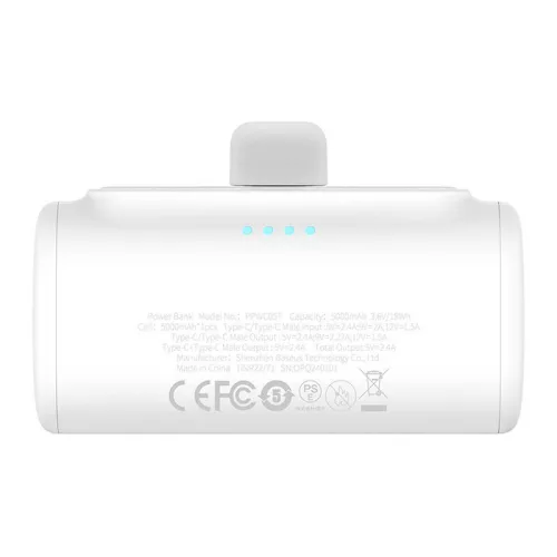 Baseus Compact 5000 mAh 20 W USB-C powerbank, fehér