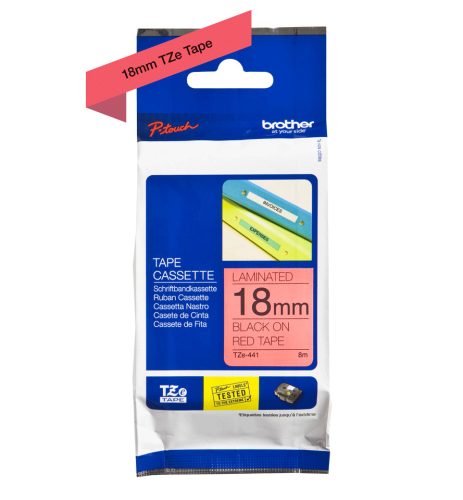 Brother TZe-441 piros alapon fekete eredeti feliratozó szalag