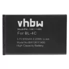 VHBW Mobile Phone Battery for Bea-fon C140/C240, EU001B, S400 EU001W - 600 mAh 3.7 V Li-Ion