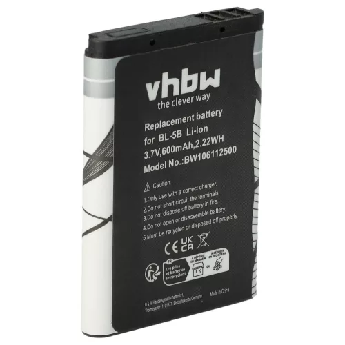 VHBW Mobile Phone Battery for Blu N5B80T - 600 mAh 3.7 V Li-Ion