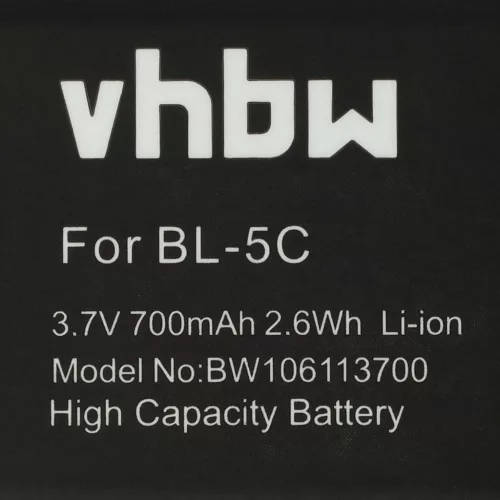 VHBW Mobiltelefon Akku Nokia BL-5CA für Telefon - 700 mAh 3,7 V Li-Ion