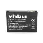 VHBW Mobile Phone Battery for Motorola BX40 - 600 mAh 3.7 V Li-Ion