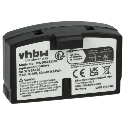 VHBW Drahtloser Kopfhörer Akku Sennheiser BA151, BA150, BA152 - 60 mAh 2,4 V NiMH