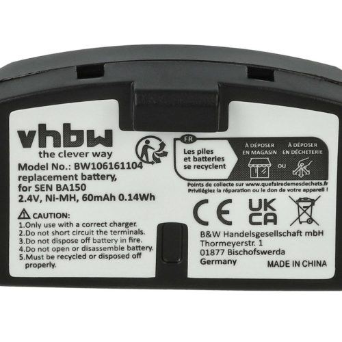 VHBW Drahtloser Kopfhörer Akku Sennheiser BA151, BA150, BA152 - 60 mAh 2,4 V NiMH