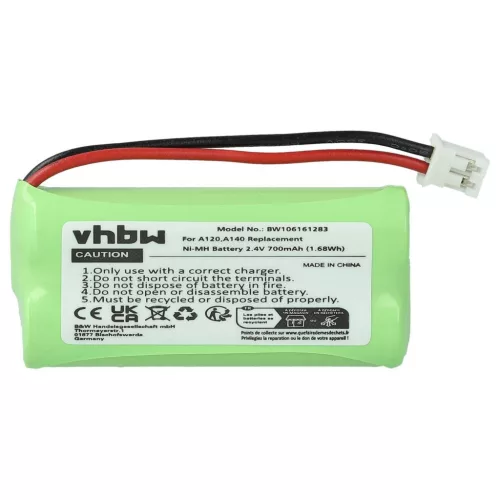 VHBW Vezetékes telefon akku 55AAAHR2BMX, 220382C1, 220436C1, 41AAAH2BMX - 700 mAh 2,4 V NiMH
