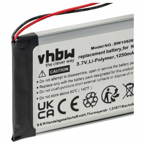 VHBW GPS Battery Garmin 361-00019-02 - 1250 mAh 3.7 V Li-polymer