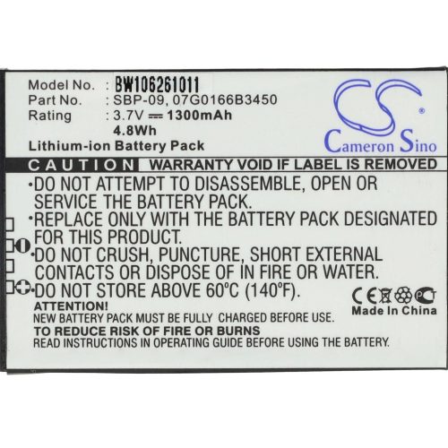 VHBW Mobile Phone Battery for Asus 07G0166B3450, SBP-09 - 1300 mAh 3.7 V Li-Ion - Smartphone Battery