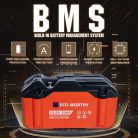 Eco-Worthy 12.8V 20Ah LiFePO4 Lítium akkumulátor (BMS védelemmel, kültéri) elektromos eszközökhöz