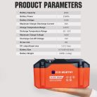 Eco-Worthy 12.8V 20Ah LiFePO4 Lítium akkumulátor (BMS védelemmel, kültéri) elektromos eszközökhöz