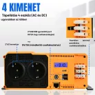 ECO-WORTHY 2000W 12V–230V tiszta szinuszhullámú inverter + külső kijelző + akkumulátor kábel + 200A biztosíték