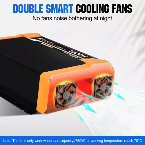 ECO-WORTHY 2000W 12V–230V tiszta szinuszhullámú inverter + külső kijelző + akkumulátor kábel + 200A biztosíték