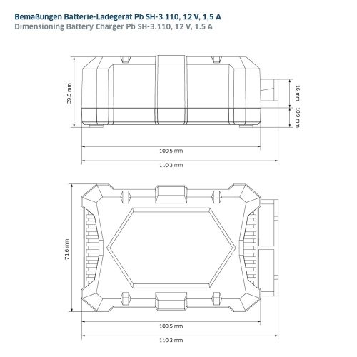 Battery Charger Staudte Hirsch Pb SH-3.110, 12 V, 1.5 A