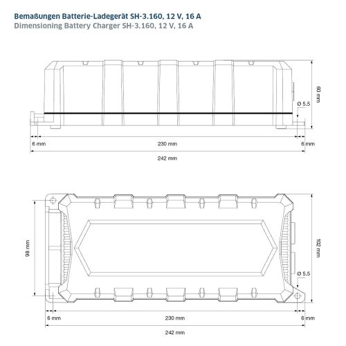 Battery Charger Staudte Hirsch SH-3.160, 12 V, 16 A