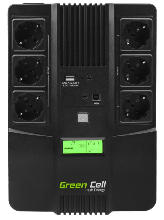 Green Cell UPS Szünetmentes tápegység AiO 600VA LCD kijelző UPS06