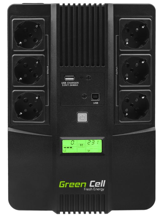 Green Cell UPS Szünetmentes tápegység AiO 800VA LCD kijelző UPS07