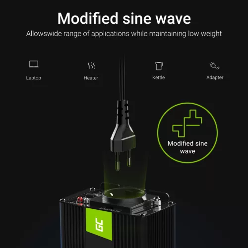 Green Cell Car Inverter 12V to 230V (voltage booster) Modified Sine Wave 150W/300W INV06 for cars, motorhomes, caravans