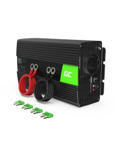   Green Cell Autós Inverter 12V-ról 230V-ra (feszültség növelő) 1000W/2000W Tiszta szinuszhullám INV09 személyautóhoz, lakóautóhoz, lakókocsihoz