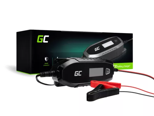 Automatisches Ladegerät für Auto- und Motorradakkus 6V / 12V (4A) mit intelligenter Diagnose und Krokodilklemmen ACAGM07