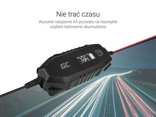 Automatisches Ladegerät für Auto- und Motorradakkus 6V / 12V (4A) mit intelligenter Diagnose und Krokodilklemmen ACAGM07