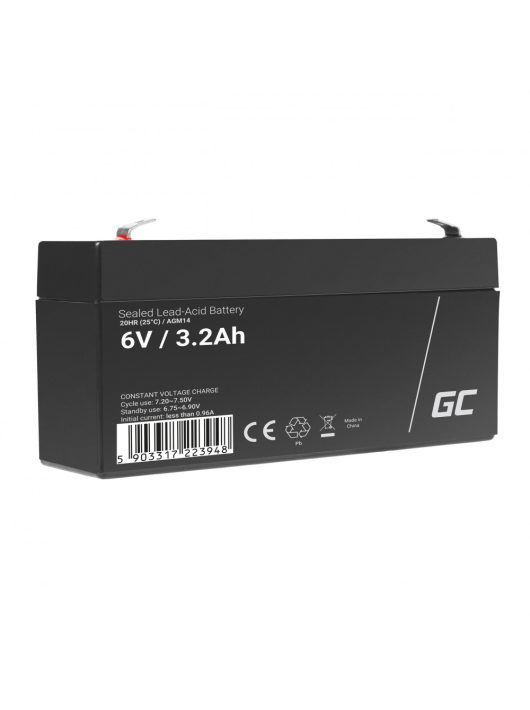 AGM VRLA gondozásmentes ólom akkumulátor / akku 6V 3.3 Ah AGM14 riasztókhoz, pénztárgépekhez, játékokhoz