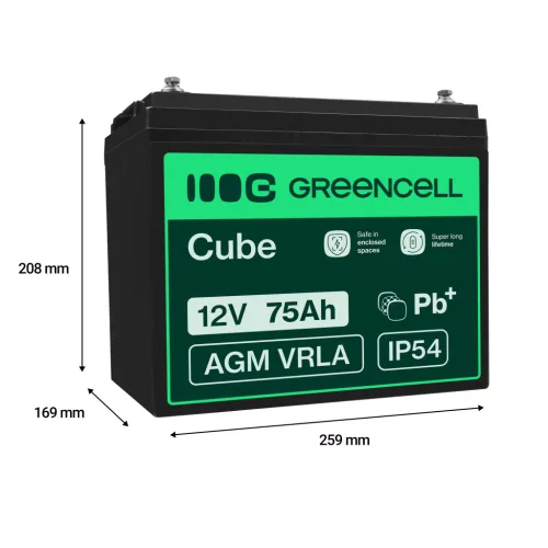 AGM VRLA wartungsfreier Bleiakku / Akku 12V 75Ah AGM25 für Wohnmobile, Solarsysteme, Boote