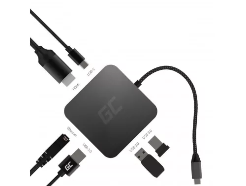 Dokkoló Állomás HUB HUB USB-C 6w1 (USB 3.0 HDMI Ethernet USB-C) Apple MacBook, Dell XPS, Asus ZenBook és sok más laptophoz AK61