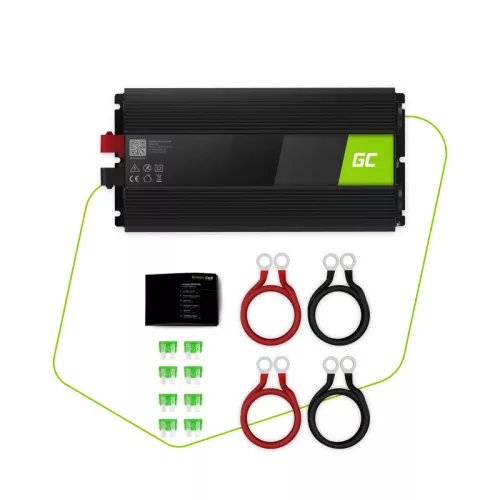 Green Cell Car Inverter 12V to 230V (voltage booster) 3000W/6000W, Pure Sine Wave INV15 for cars, motorhomes, caravans