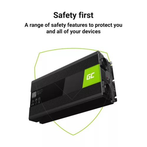 Green Cell Car Inverter 12V to 230V (voltage booster) 3000W/6000W, Pure Sine Wave INV15 for cars, motorhomes, caravans