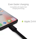 GCmatte Lightning Flachkabel 25 cm Länge mit Unterstützung für Schnellladefunktion Apple 2.4A KABGC02