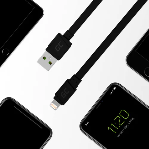GCmatte Lightning Flachkabel 25 cm Länge mit Unterstützung für Schnellladefunktion Apple 2.4A KABGC02