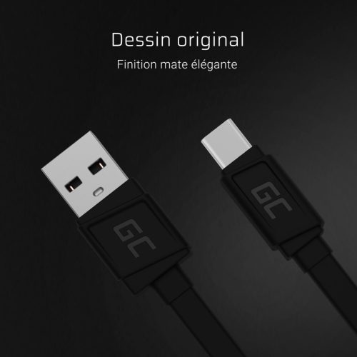 GCmatte USB-C Flat kábel 25 cm hosszúság gyorstöltési funkció támogatással KABGC03
