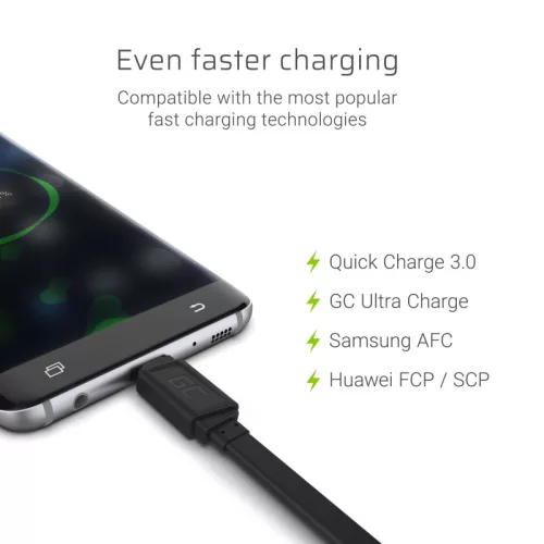 GCmatte USB-C Flachkabel 25 cm Länge mit Unterstützung für Schnellladefunktion KABGC03