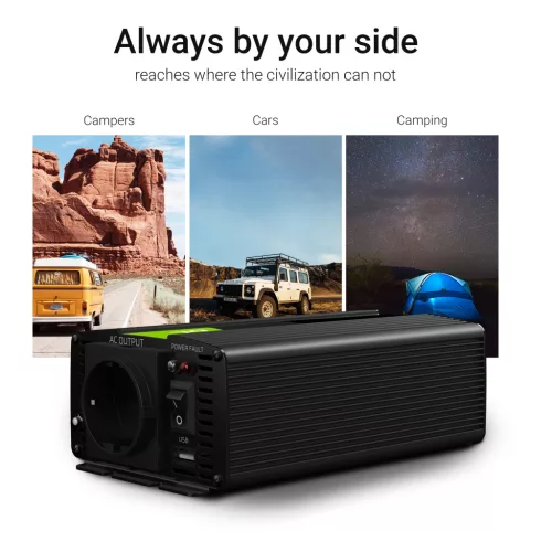 Green Cell Autoinverter 24V auf 230V (Spannungswandler) 500W/1000W Reine Sinuswelle INV17 für Busse, Lkw, Nutzfahrzeuge