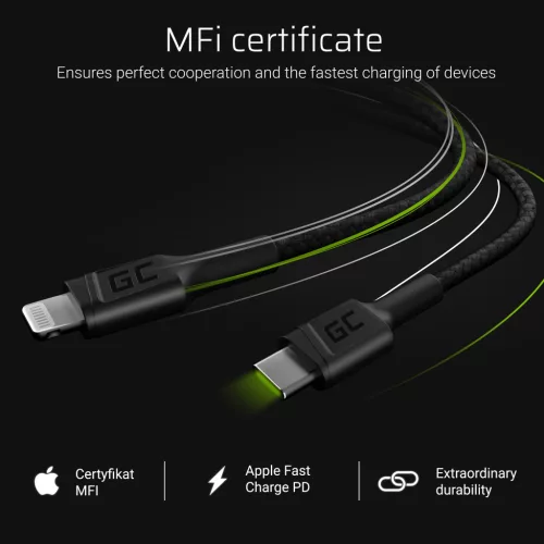 Kábel GC Power Stream USB-C - Lightning 100 cm tápellátással (Apple MFi Tanusítvány) KABGC07