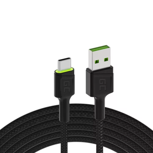 Kabel Ray USB Kabel - USB-C 120cm mit grüner LED-Beleuchtung und schneller Ultra Charge, QC 3.0 Unterstützung KABGC06