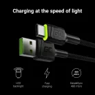 Kábel Ray USB Kábel - USB-C 120cm zöld LED világítással és gyors töltés Ultra Charge, QC 3.0 támogatással KABGC06