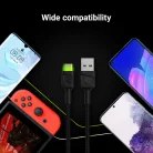 Kabel Ray USB Kabel - USB-C 120cm mit grüner LED-Beleuchtung und schneller Ultra Charge, QC 3.0 Unterstützung KABGC06