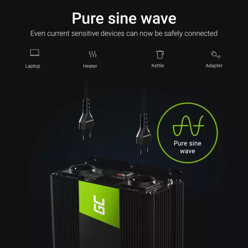 Green Cell Car Inverter 24V to 230V (voltage booster) 1500W/3000W Pure Sine Wave INV19 for buses, trucks, heavy vehicles