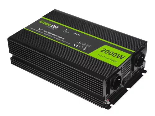 Green Cell Autoinverter 24V auf 230V (Spannungswandler) 2000W/4000W Reine Sinuswelle INV20 für Bus, Lkw, Nutzfahrzeug
