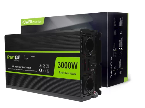 Green Cell Autoinverter 24V auf 230V (Spannungswandler) 3000W/6000W Reine Sinuswelle INV21 für Bus, Lkw, Nutzfahrzeug