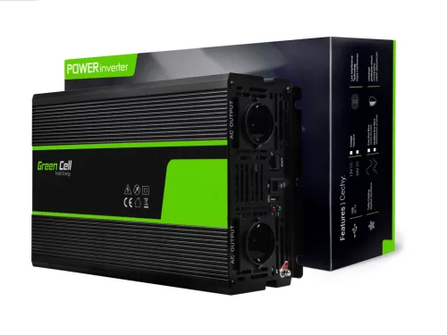 Green Cell Autoinverter 12V auf 230V (Spannungswandler) 1500W/3000W Reine Sinuswelle INV22 für PKW, Wohnmobil, Wohnwagen