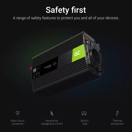 Green Cell Autoinverter 24V auf 230V (Spannungswandler) 1000W/2000W Modifizierte Sinuswelle INV23 für Bus, Lkw, Nutzfahrzeug