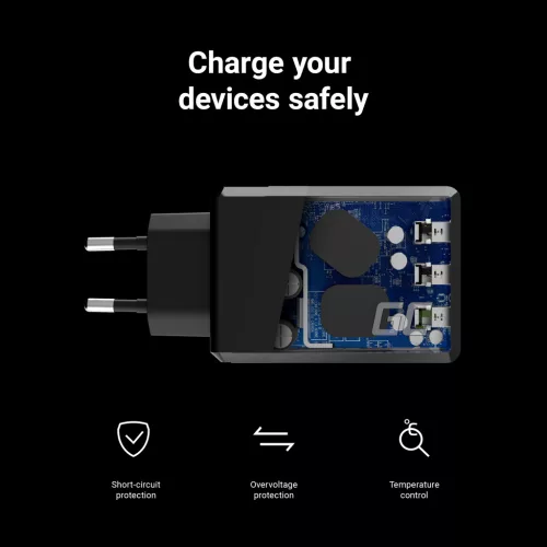 3-Port Ladegerät GC Charge Source 3 3xUSB 30W Schnellladung Ultra Charge i Smart Charge Ladegerät CHARGC03