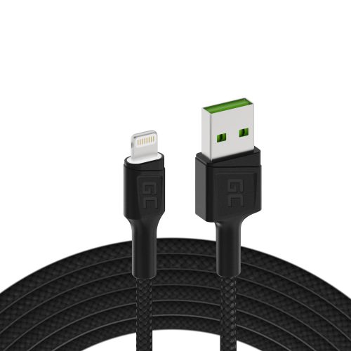 Ray USB kábel - Lightning 200cm fehér LED háttérvilágítással, gyors töltésű Apple 2.4A KABGC12