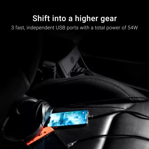 Car charger GC PowerRide 54W 3xUSB 18W Ultra fast charging technology CADGC01