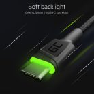 Set, 3x GC Ray USB-C 30cm, 120cm, 200cm USB cable with green LED backlight, Ultra Charge, QC 3.0 fast charging KABGCSET01