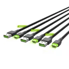 Set, 3x GC Ray USB-C 200 cm USB Kabel mit grüner LED Hintergrundbeleuchtung, Ultra Charge, QC 3.0 Schnellladung KABGCSET03