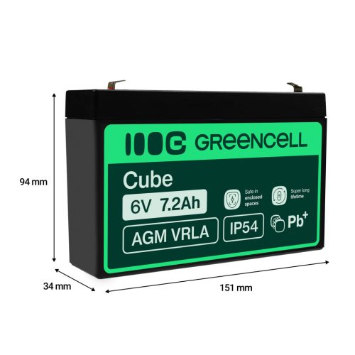 AGM VRLA wartungsfreier Bleiakku / Akku 6V 7.2Ah AGM39 für Alarmanlagen, Registrierkassen, Spielzeuge