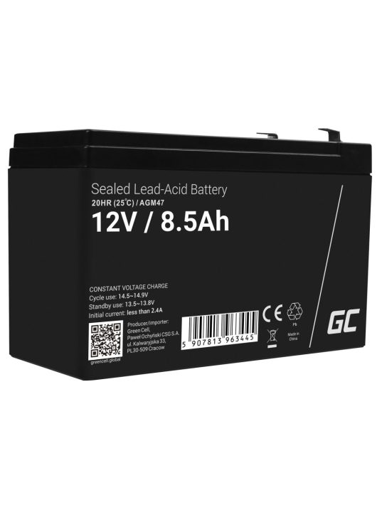 AGM VRLA gondozásmentes ólom akkumulátor / akku 12V 8.5Ah AGM47 riasztókhoz, pénztárgépekhez, játékokhoz